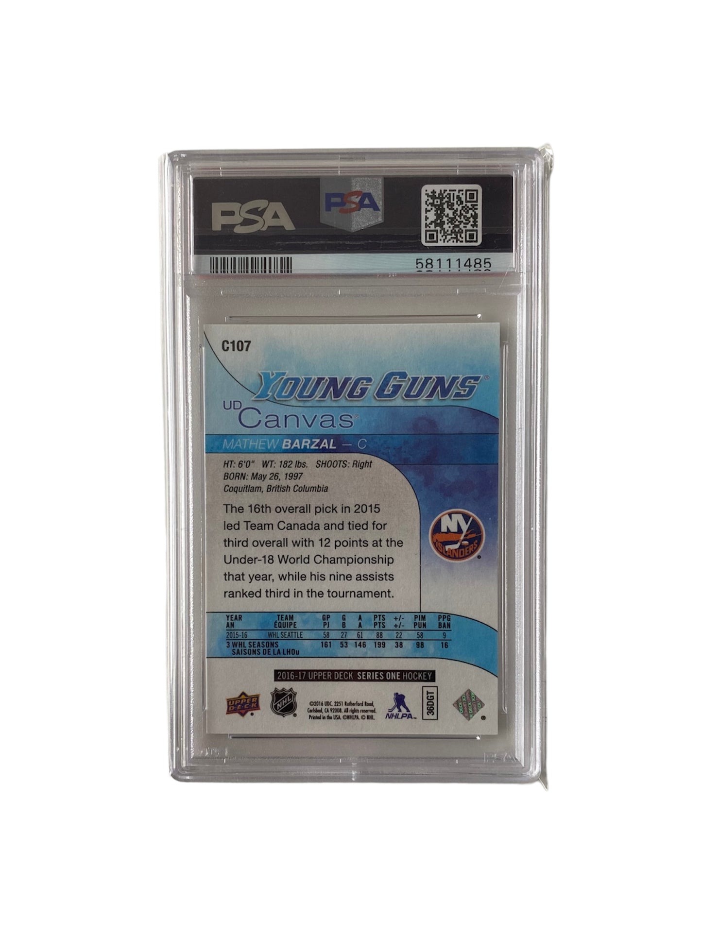 PSA 10 Mathew Barzal